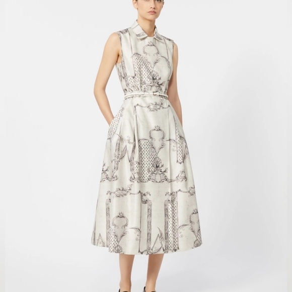 MaxMara Printed Mikado shirt dress - Ivory - Picture 2 of 14